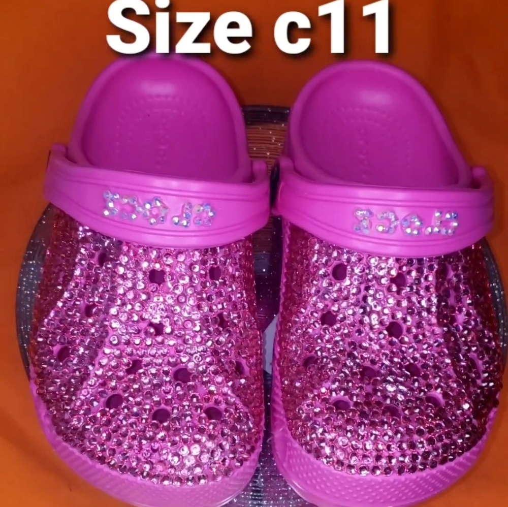 Pink Bedazzled crocs size C11 toddler sizes